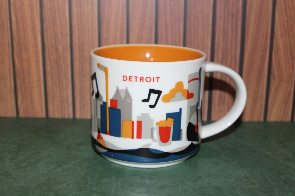 Starbucks DETROIT Michigan You Are Here Collection 14oz Ceramic Coffee Mug EUC
